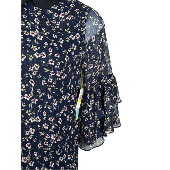 CeCe Luxe Floral Bohemian Ruffle Dress Midnight Bloom NWT Size M - Picture 4 of 14